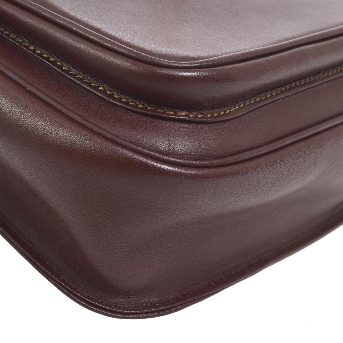 Cartier Burgundy Wine Leather Saddle Top Handle Shoulder Flap Bag 1