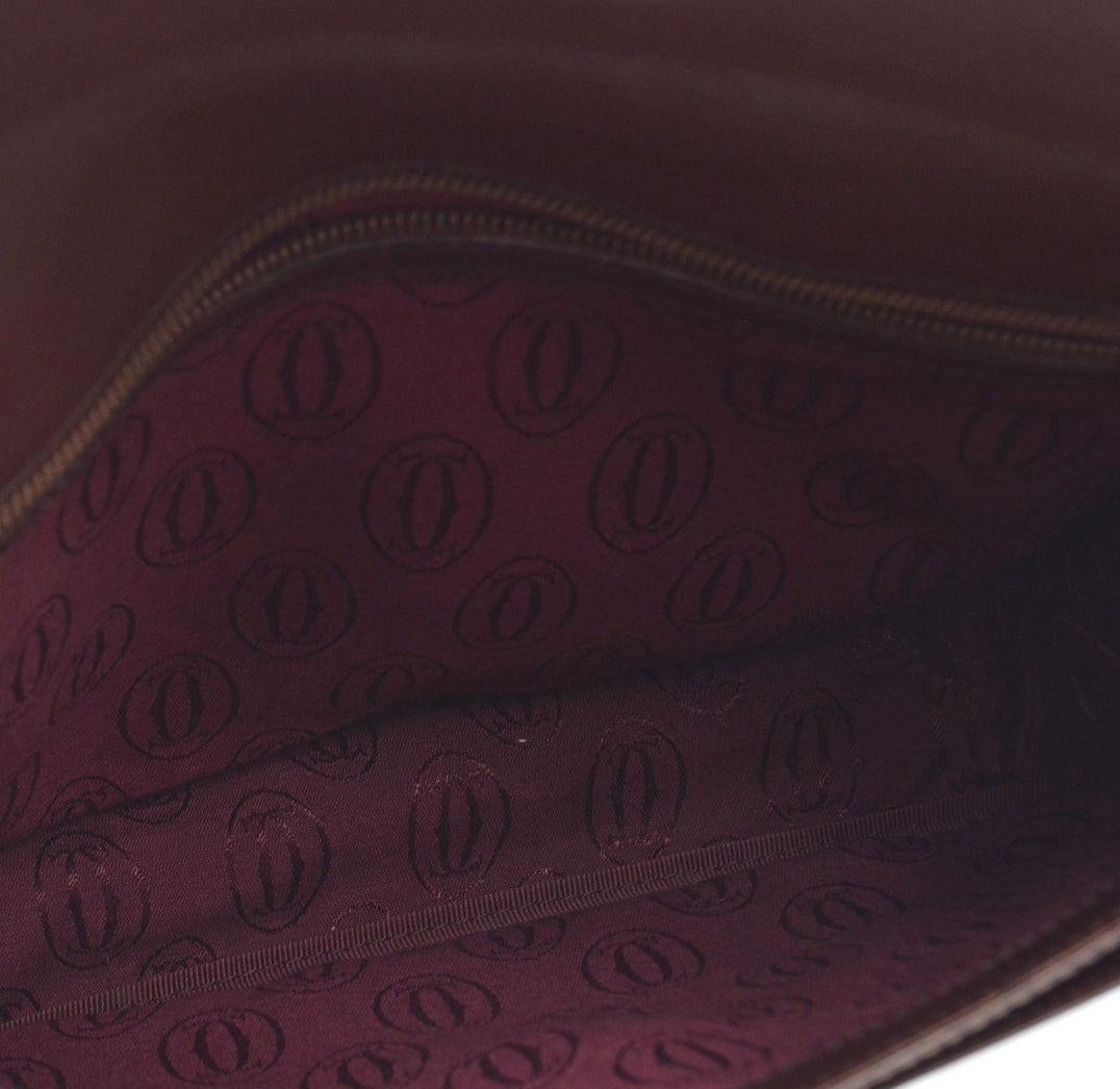 Cartier Burgundy Wine Leather Saddle Top Handle Shoulder Flap Bag 4