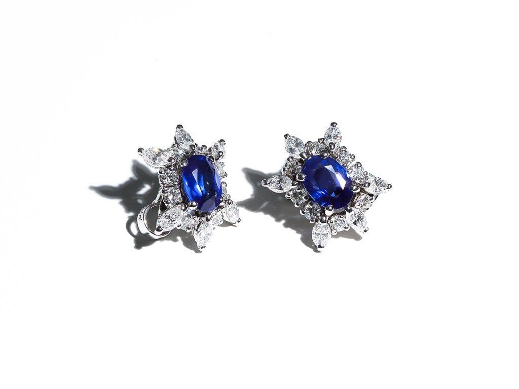Cartier Burmese Sapphire and diamond earrings, French, 1988. In Good Condition For Sale In London, GB