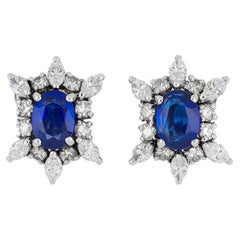 Pendientes Cartier de zafiro birmano y diamantes, franceses, 1988.