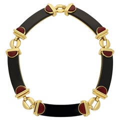 Cartier by Aldo Cipullo Vintage Onyx, Carnelian and 18ct Yellow Gold Necklace
