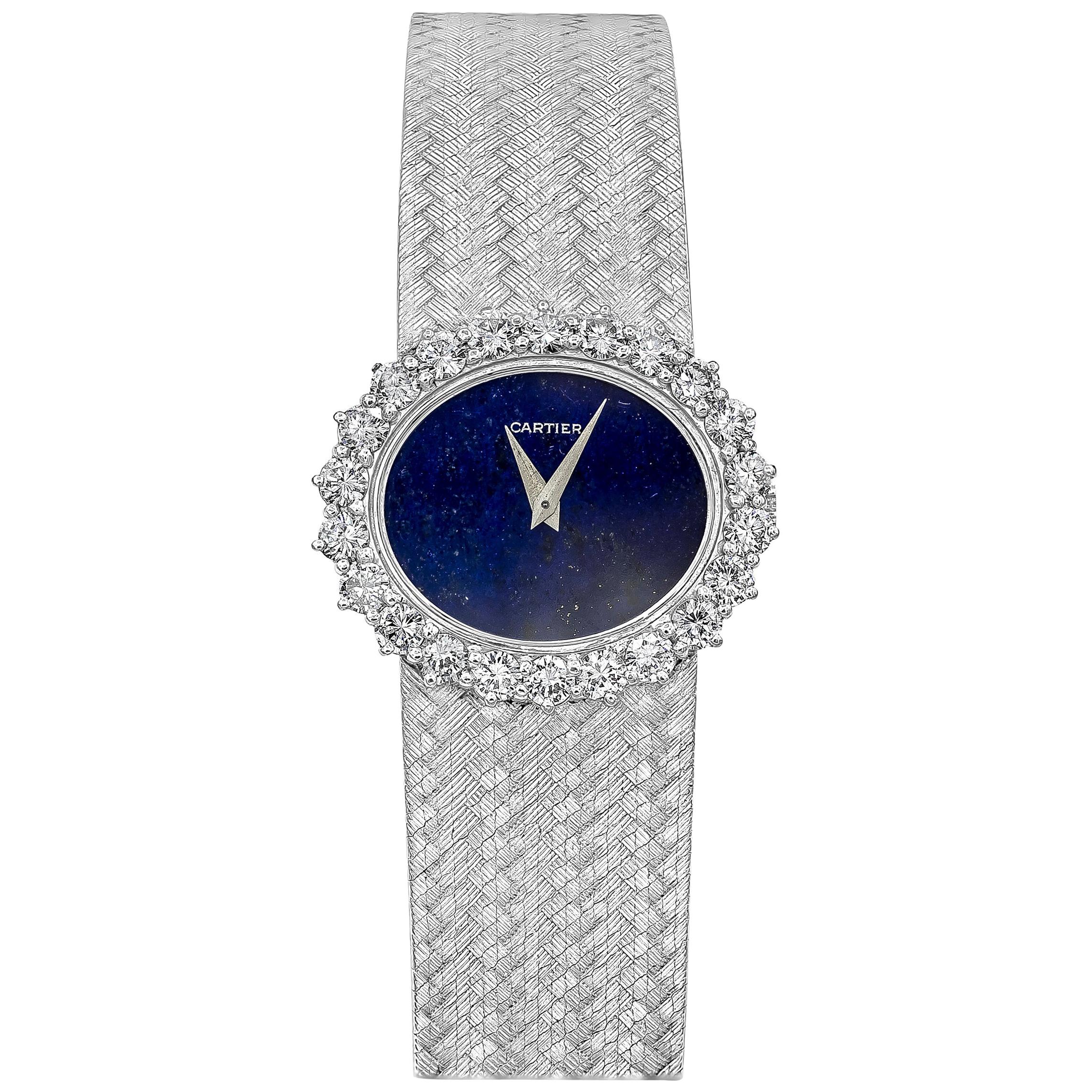 Cartier by Piaget Lapis Lazuli and Diamond Ladies Wristwatch For Sale
