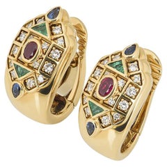 Cartier Byzantine Diamond Multi Gem Ear Clip Earrings