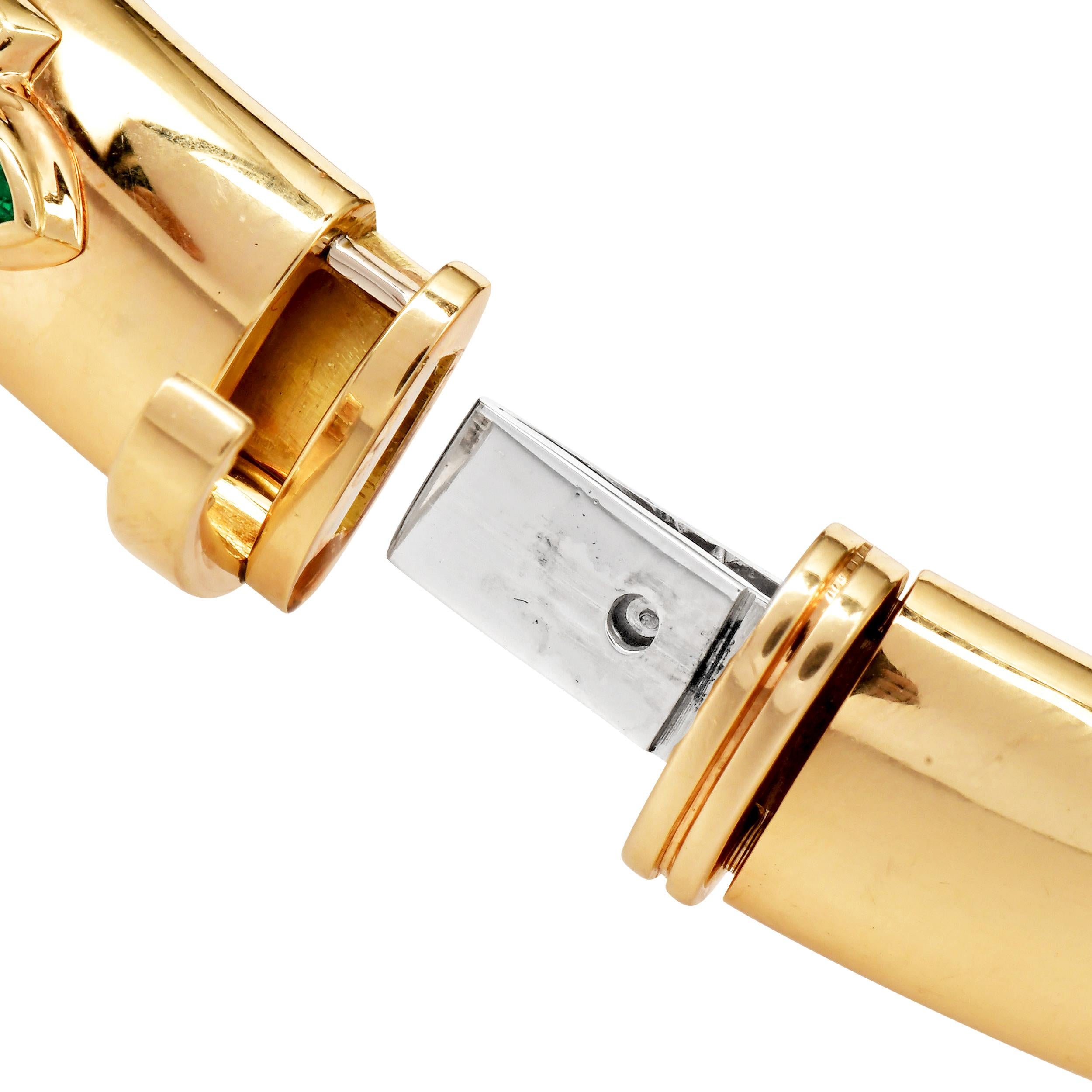 Cartier Byzantine Diamond Sapphire Ruby Emerald Yellow Gold Bangle Bracelet For Sale 2