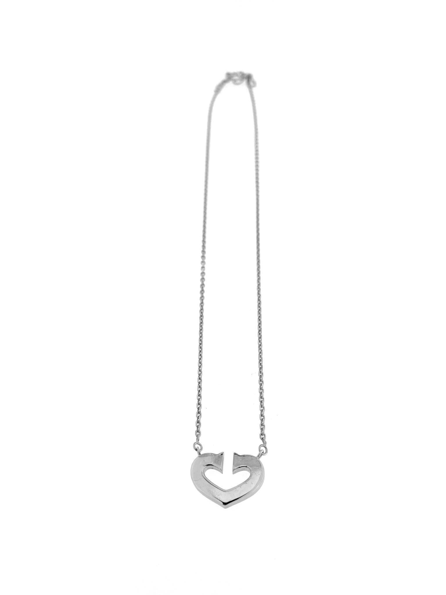 The Cartier C Collection Necklace in 18-karat white gold is a sophisticated and contemporary piece of jewelry crafted by Cartier, a renowned French luxury brand. The 