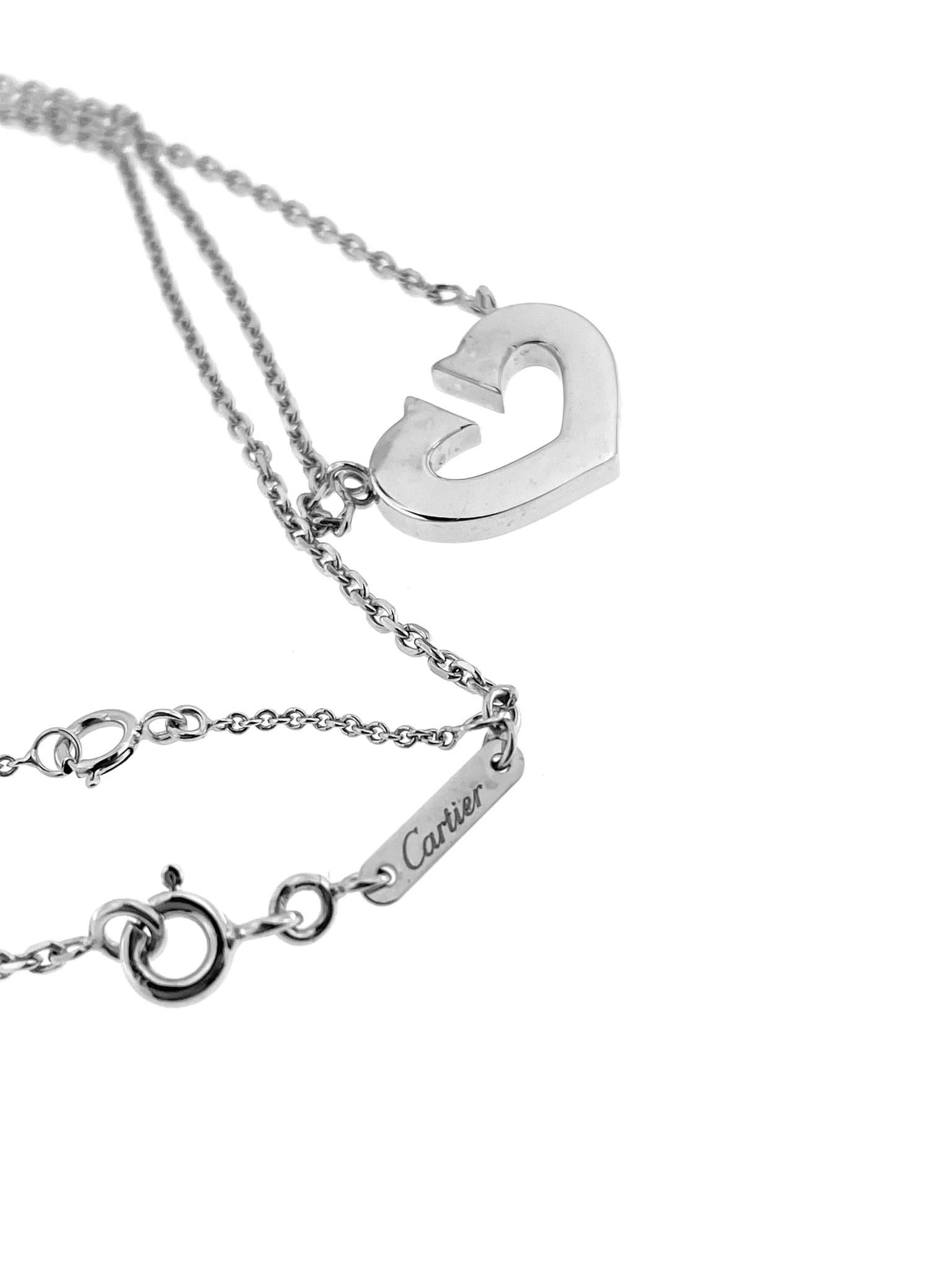 Cartier C Collection Heart Necklace 18 karat White Gold For Sale 1