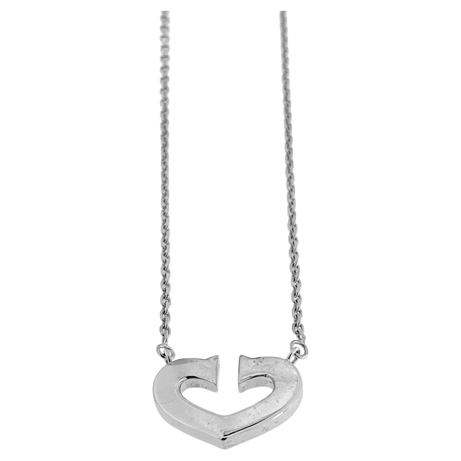 Cartier C Collection Heart Necklace 18 karat White Gold For Sale