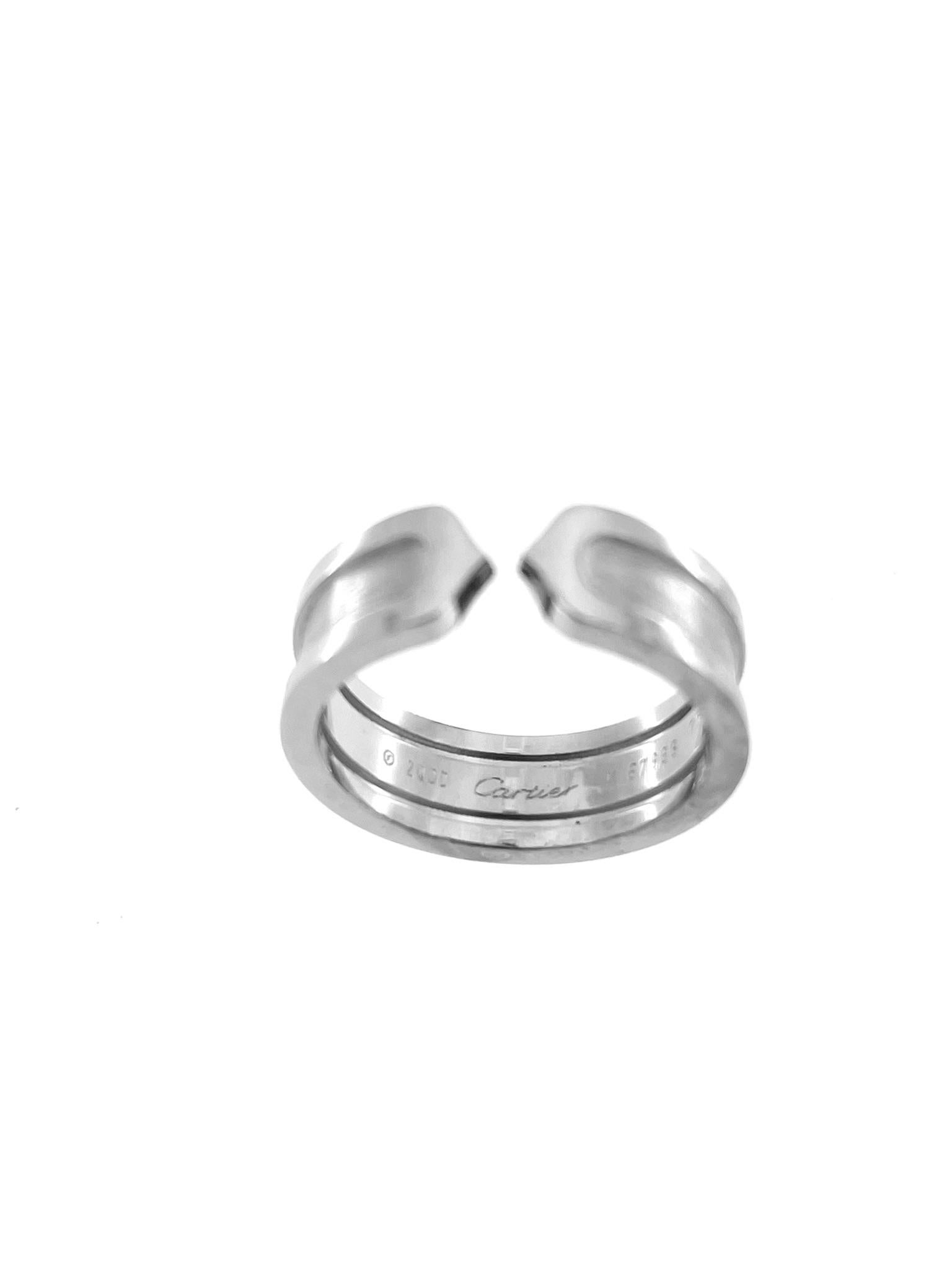 Modern Cartier C Collection Ring 18 karat White Gold For Sale