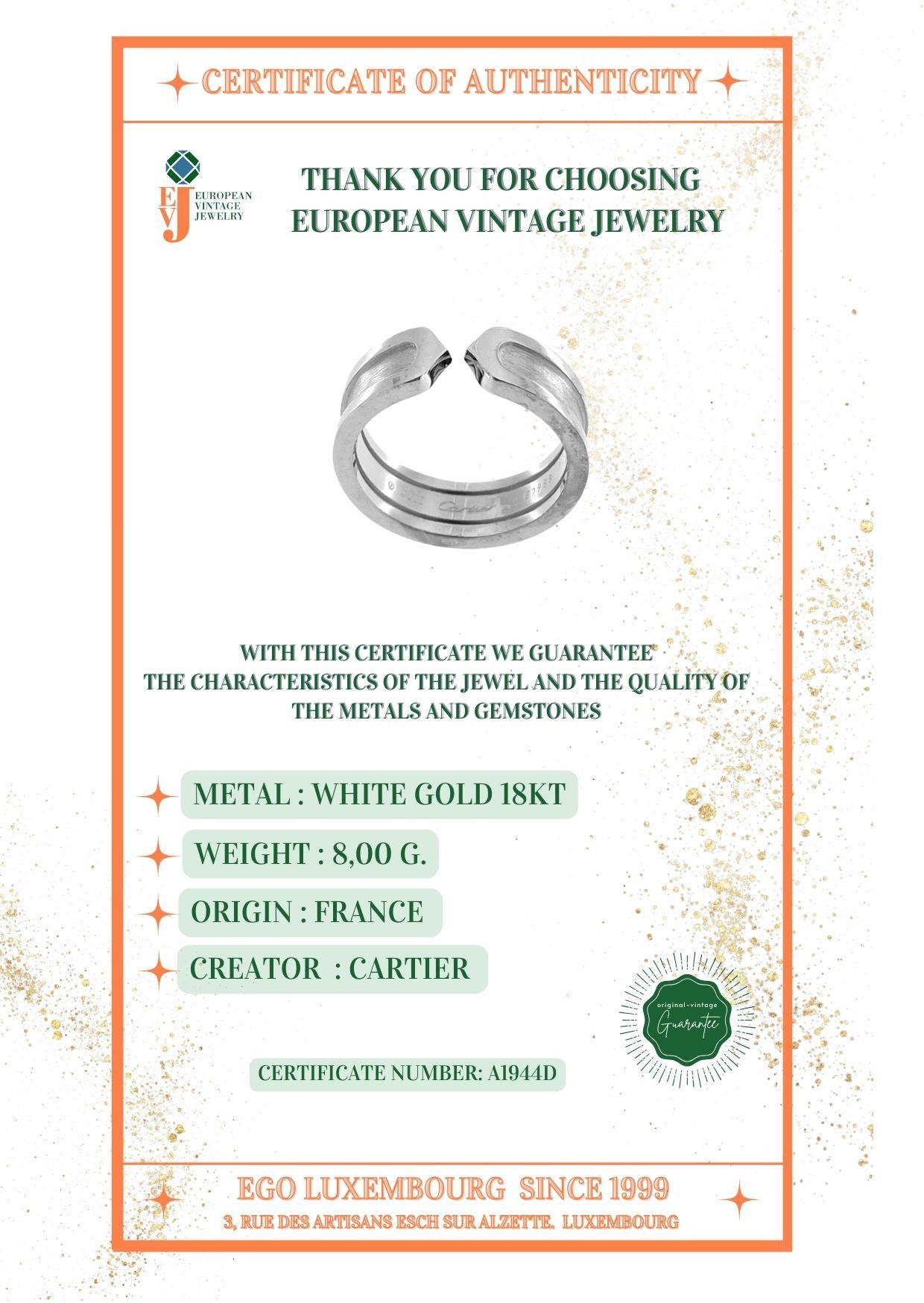 Cartier C Collection Ring 18 karat White Gold en vente 3
