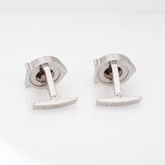 Cartier C Cufflinks Smoky Quartz Palladium Sterling Silver Estate Men's Jewelry