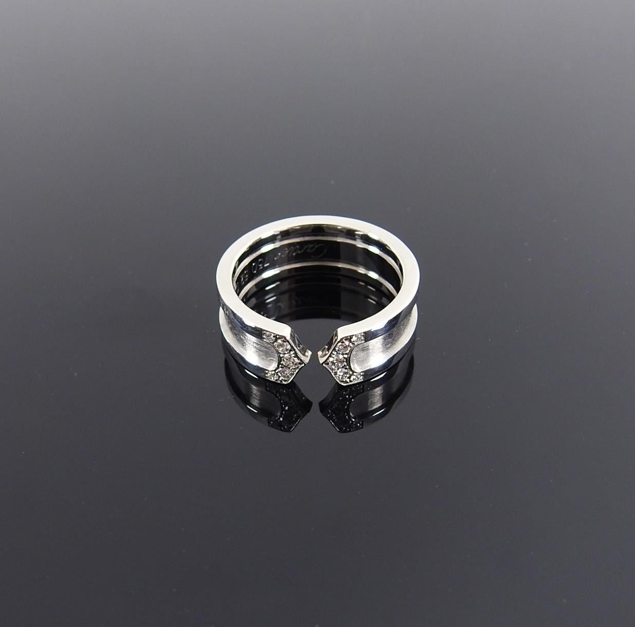 Women's or Men's Cartier C de 18k White Gold Diamond Band Ring - 52 / 6