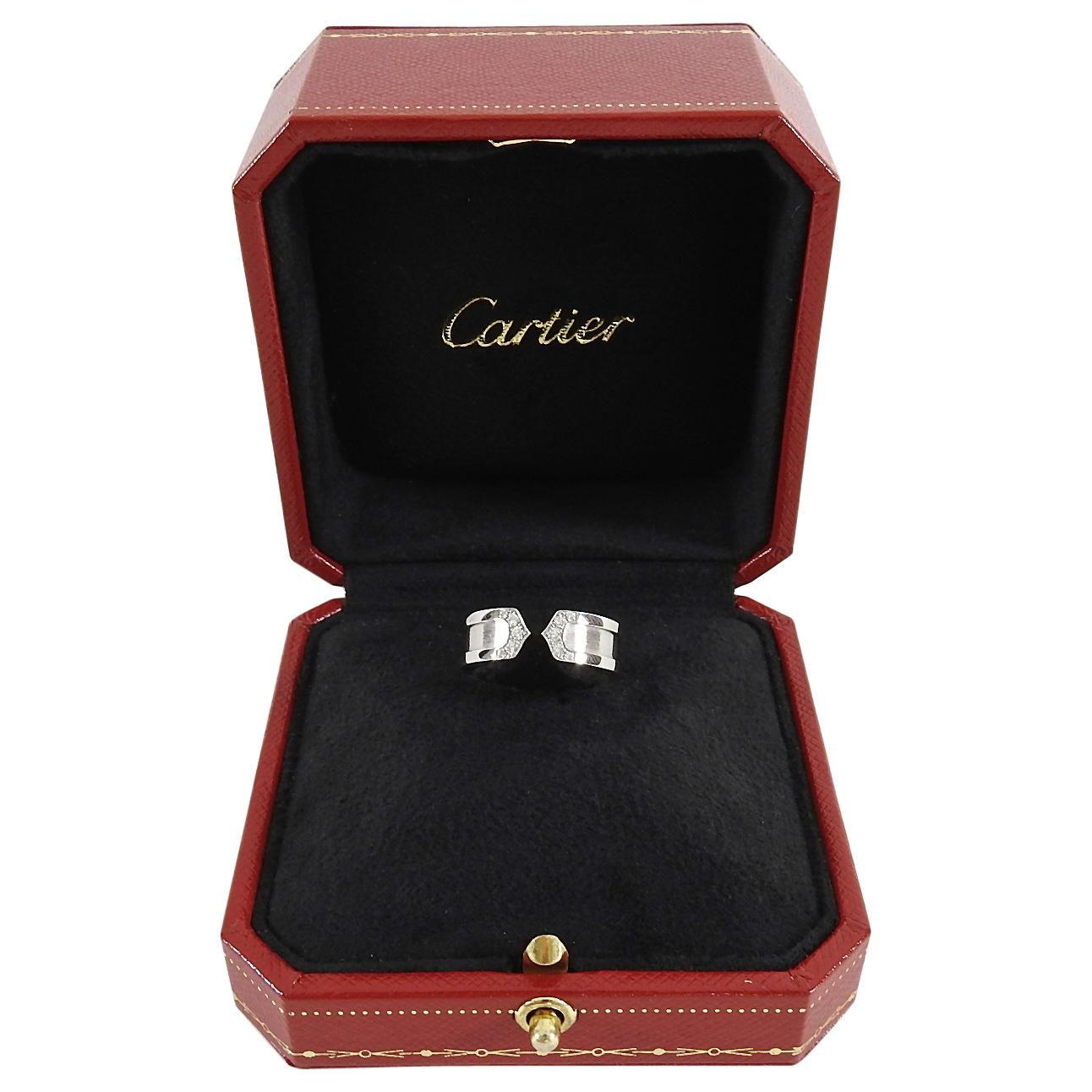 Cartier C de 18k White Gold Diamond Band Ring - 52 / 6 2