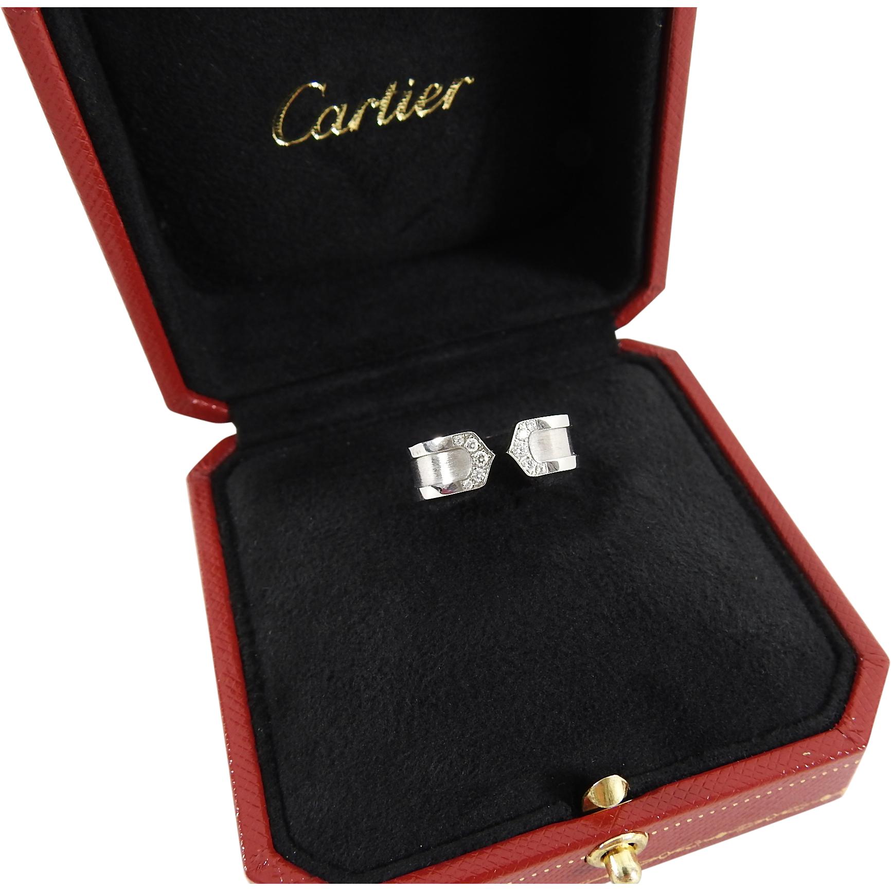 Cartier C de 18k White Gold Diamond Band Ring - 52 / 6 3