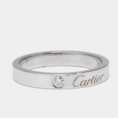 Cartier C De Cartier 1 Diamond Platinum Band Ring Size 51
