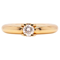 Vintage Cartier 'C de Cartier' 18 Carat Yellow Gold Diamond Solitaire Engagement Ring