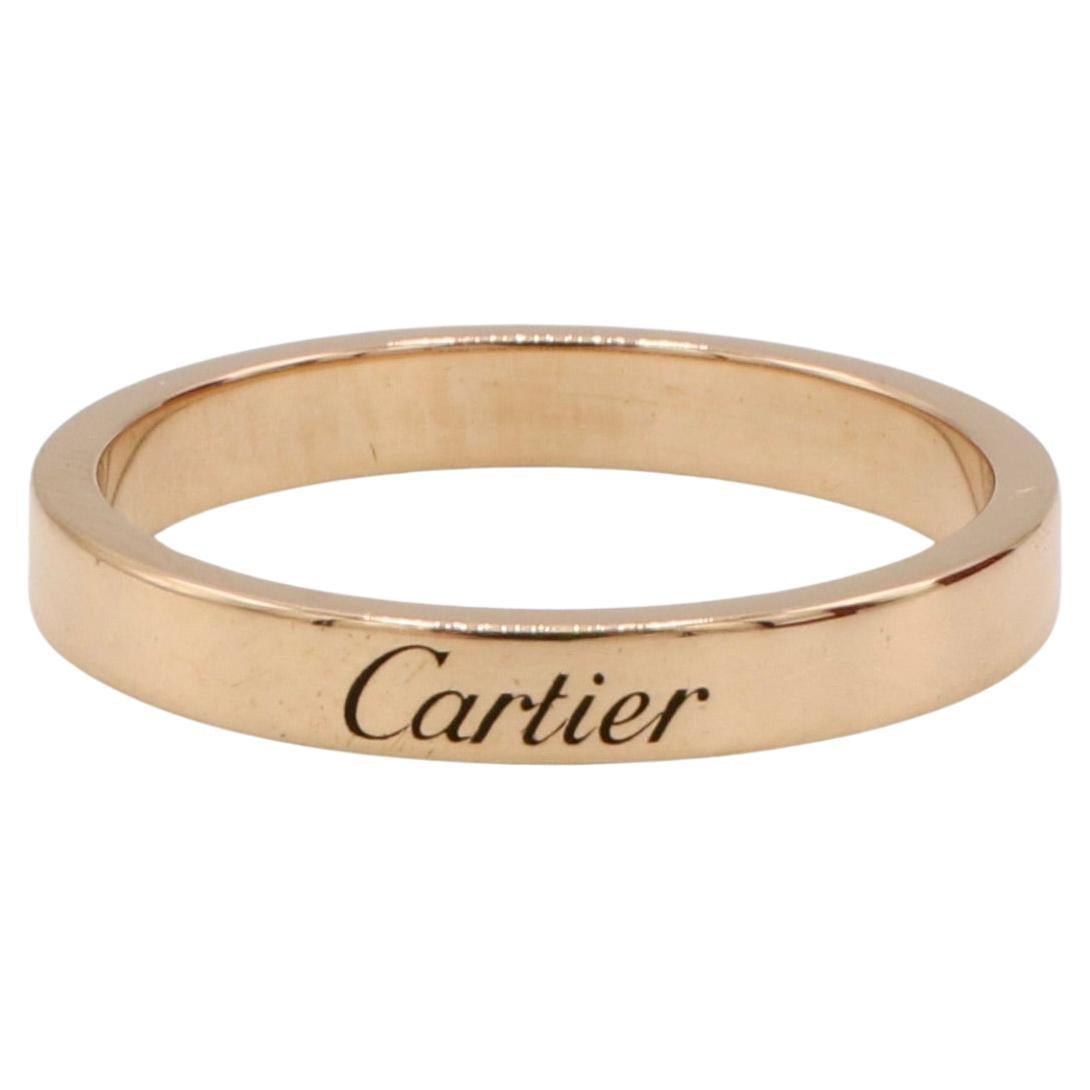 Cartier C De Cartier 18 Karat Rose Gold Wedding Band Ring  For Sale