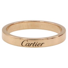 Used Cartier C De Cartier 18 Karat Rose Gold Wedding Band Ring 