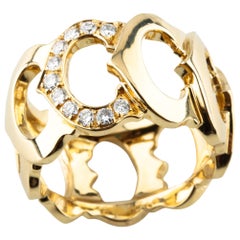 Cartier "C de Cartier" 18 Karat Yellow Gold Diamond Ring with Box and CoA
