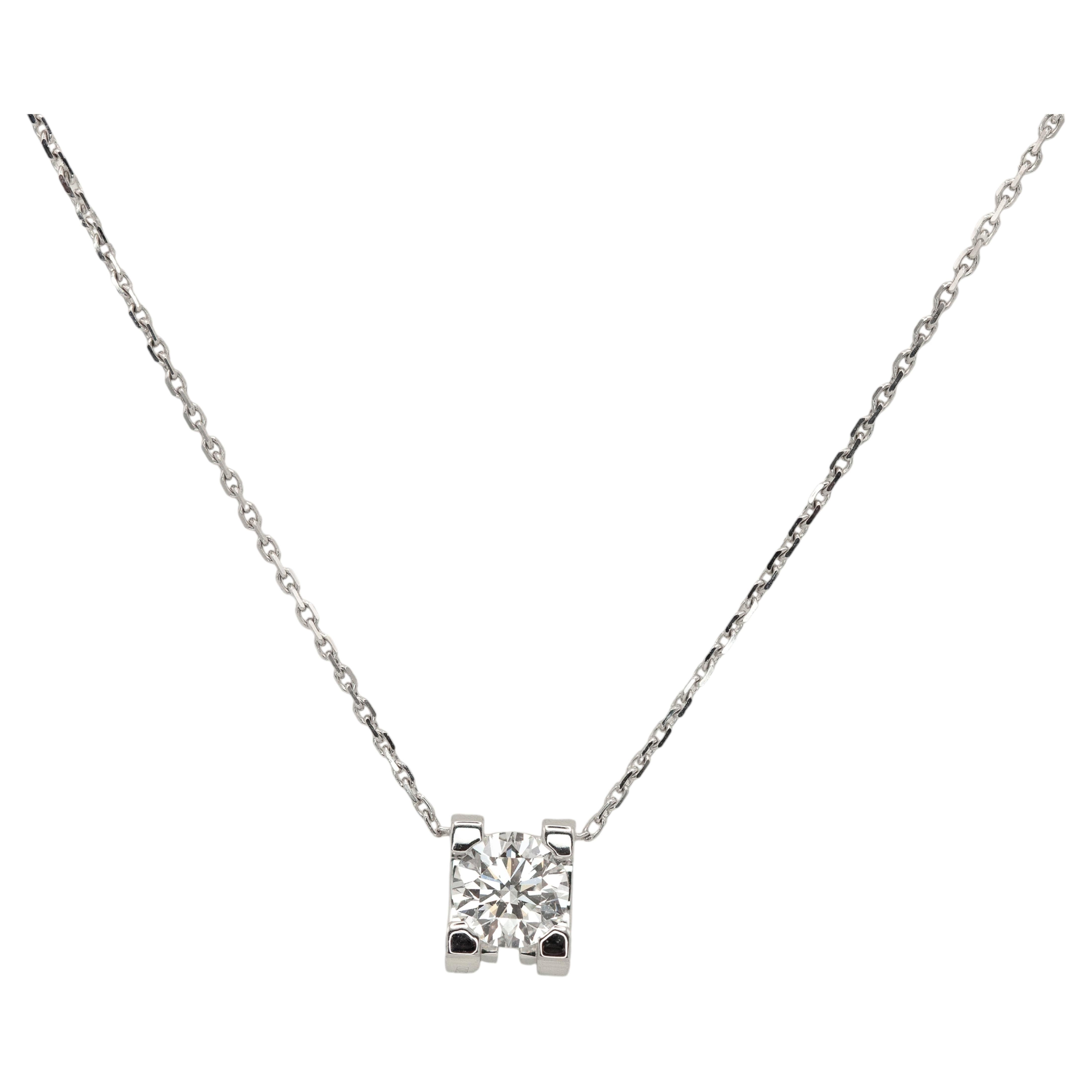 Collar solitario de Cartier «C de Cartier» en oro blanco de 18 quilates con diamante de 0,75 quilates certificado por el GIA