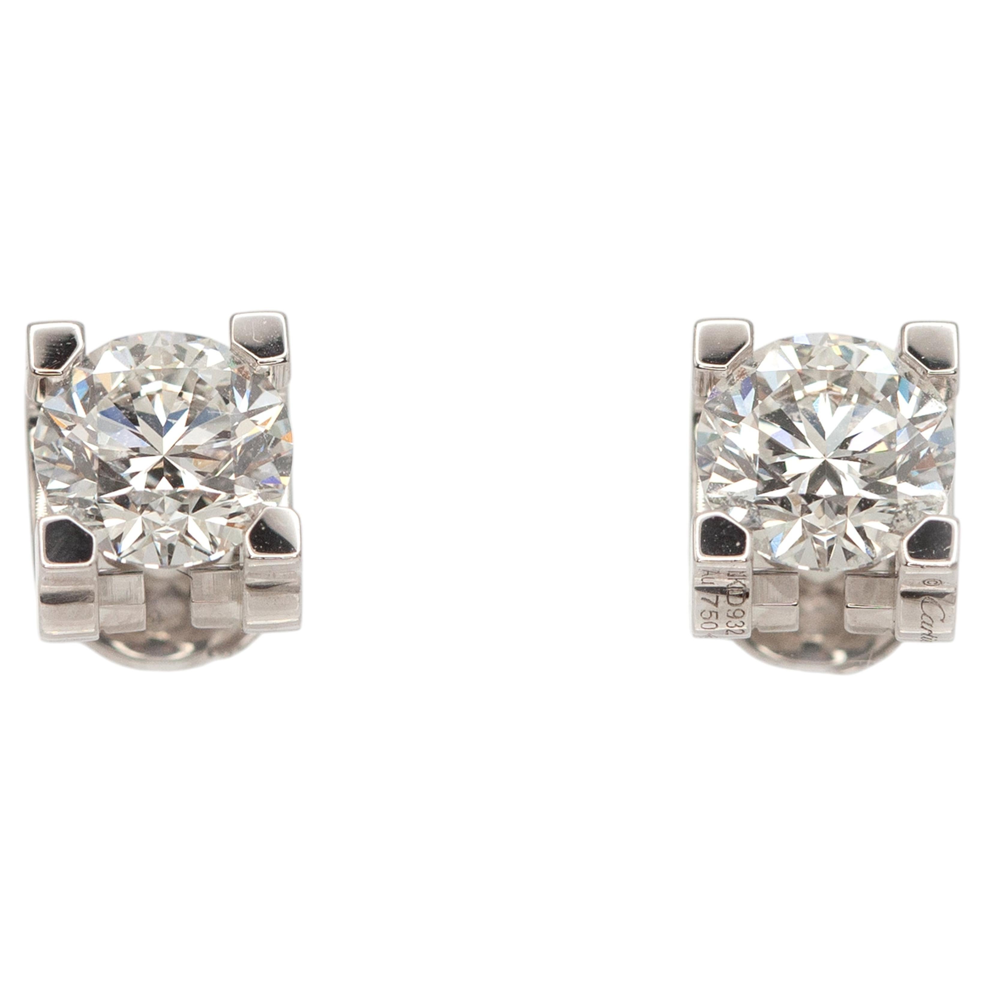Cartier C de Cartier Ohrstecker aus 18 Karat Weißgold mit GIA-zertifizierten Diamanten von 1,35 ct und 1,36 ct