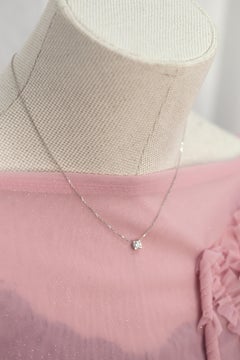 Cartier C de Cartier 18K WG GIA Certified Diamond Solitaire Necklace