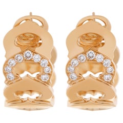 Cartier 'C de Cartier' 18k Yellow Gold Hoop Earring Clips with 1.26 Carats