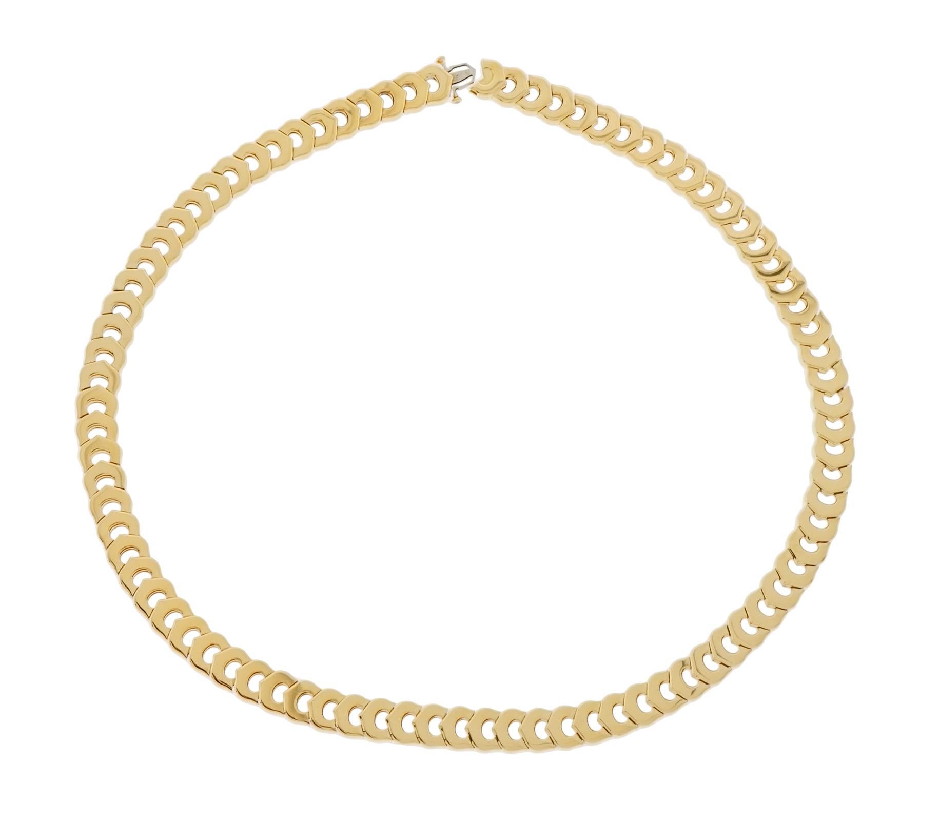 Previously-owned Cartier C De Cartier Collection necklace. The necklace is 17 inches in length, made of 18K rose gold, and weighs 56.50 DWT (approx. 87.87 grams).