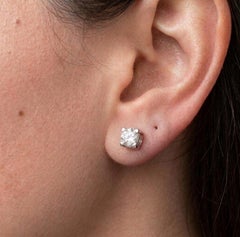 Cartier C de Cartier 2 Carat Diamond Stud Earrings 18K White Gold F VVS1
