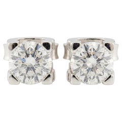 Cartier C de Cartier 2 Carat Diamond Stud Earrings 18K White Gold F VVS1