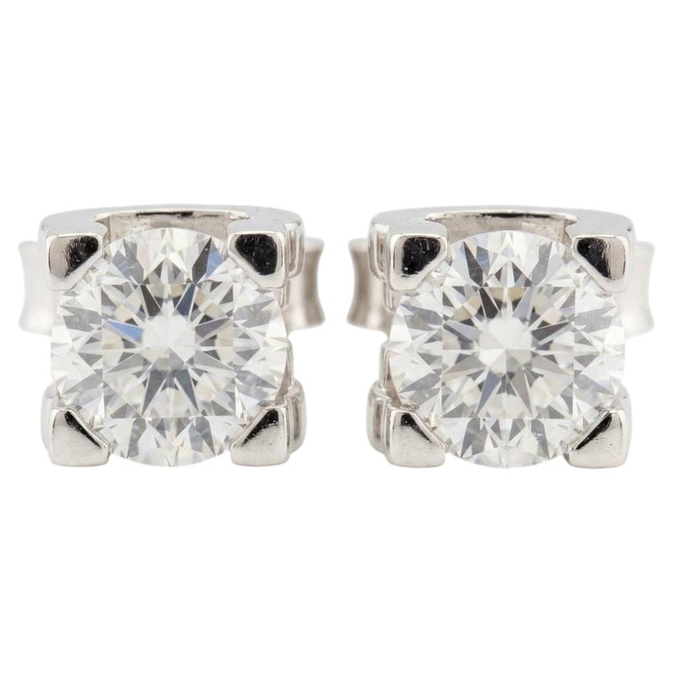 Cartier C de Cartier Ohrstecker mit 2-Karat-Diamanten, 18 Karat Weißgold, F VVS1