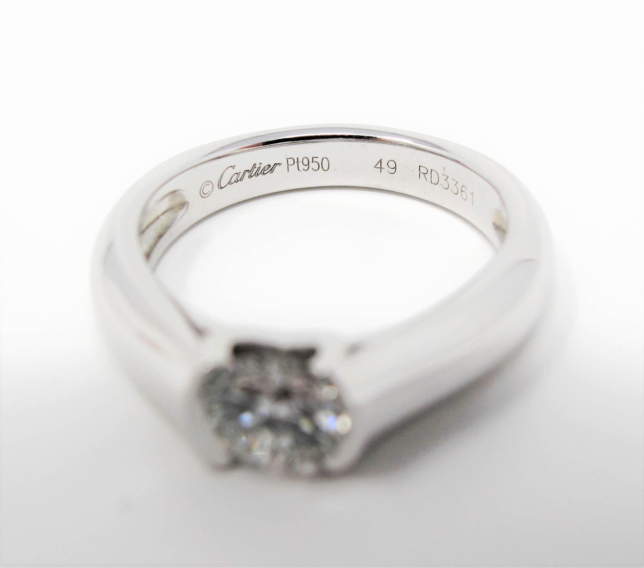 Cartier C de Cartier .53 Round Diamond Solitaire Platinum Engagement Ring 3