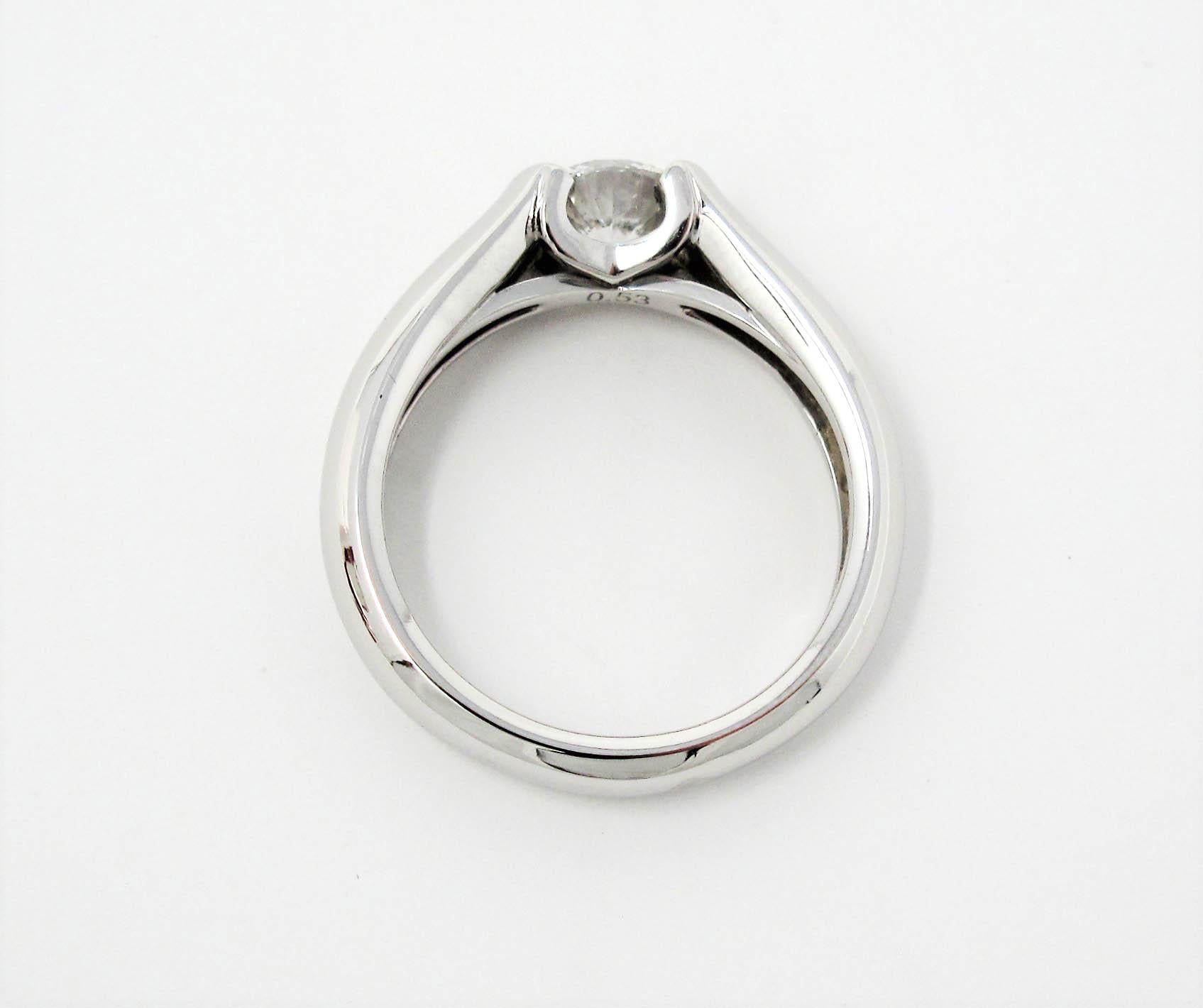 Round Cut Cartier C de Cartier .53 Round Diamond Solitaire Platinum Engagement Ring