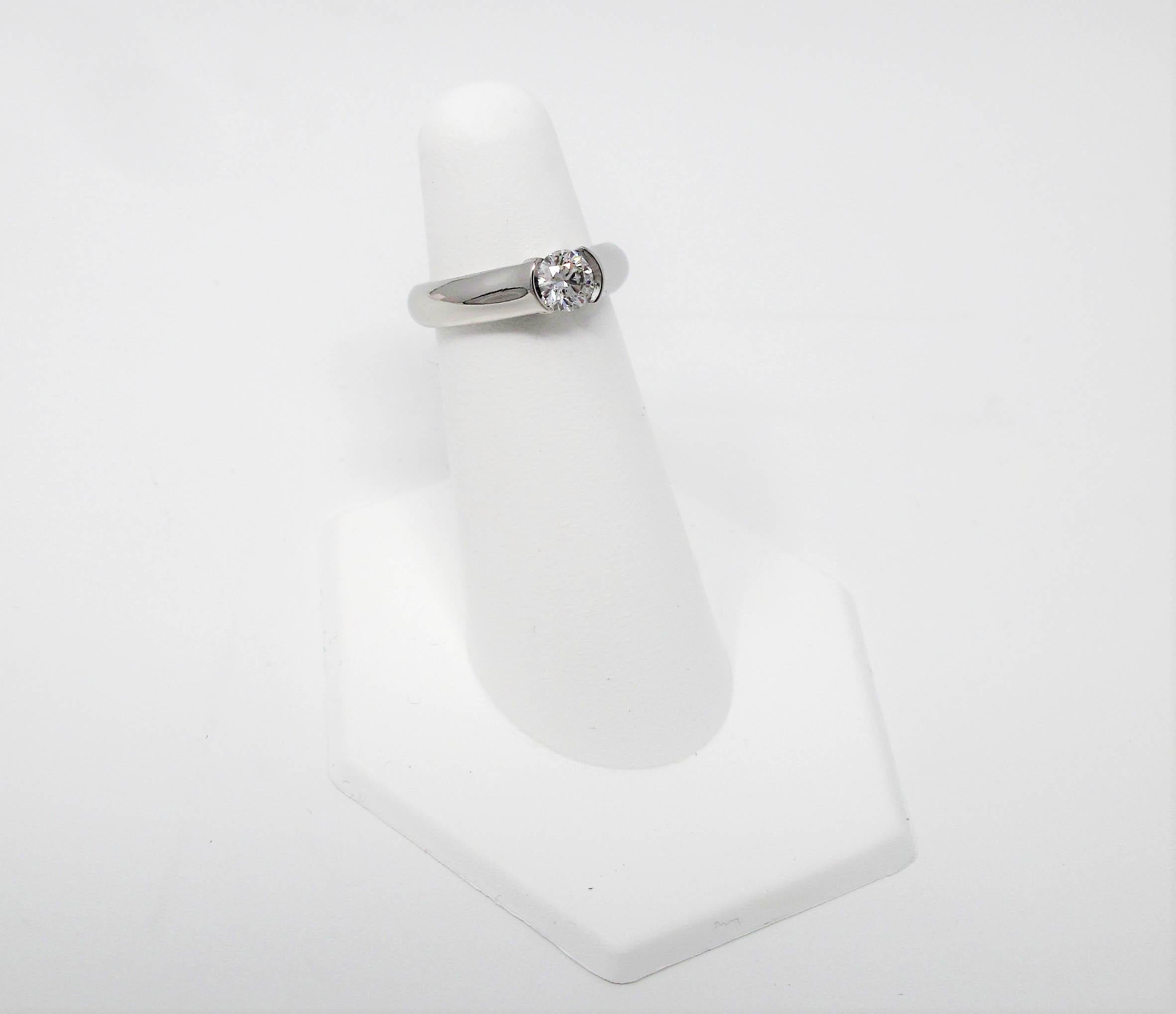 Cartier C de Cartier .53 Round Diamond Solitaire Platinum Engagement Ring  at 1stDibs | cartier bezel ring