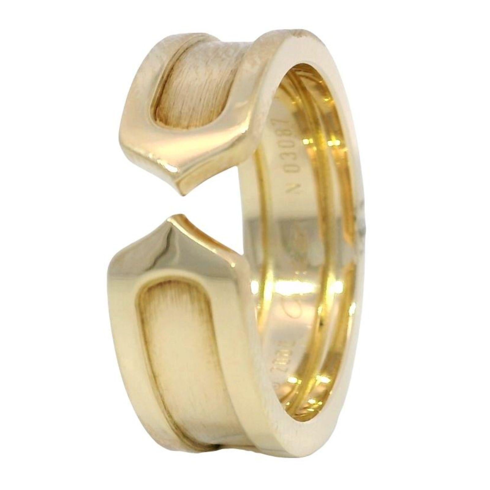 Anillo Cartier C De Cartier C2 Anillo Oro Amarillo 18K Talla 5.75 en Excelente estado para la venta en Fairfield, CT
