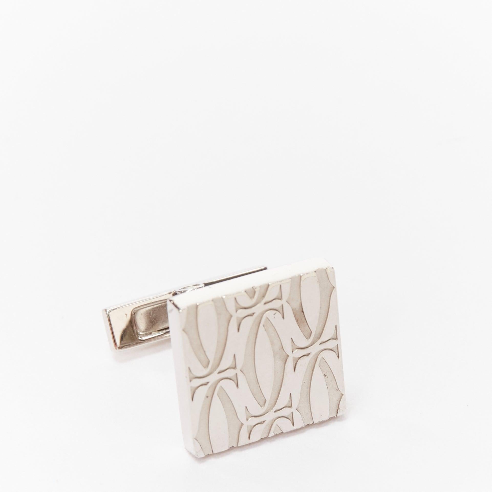CARTIER C de Cartier Decor  925 sterling silver monogram square cufflinks In Good Condition For Sale In Hong Kong, NT