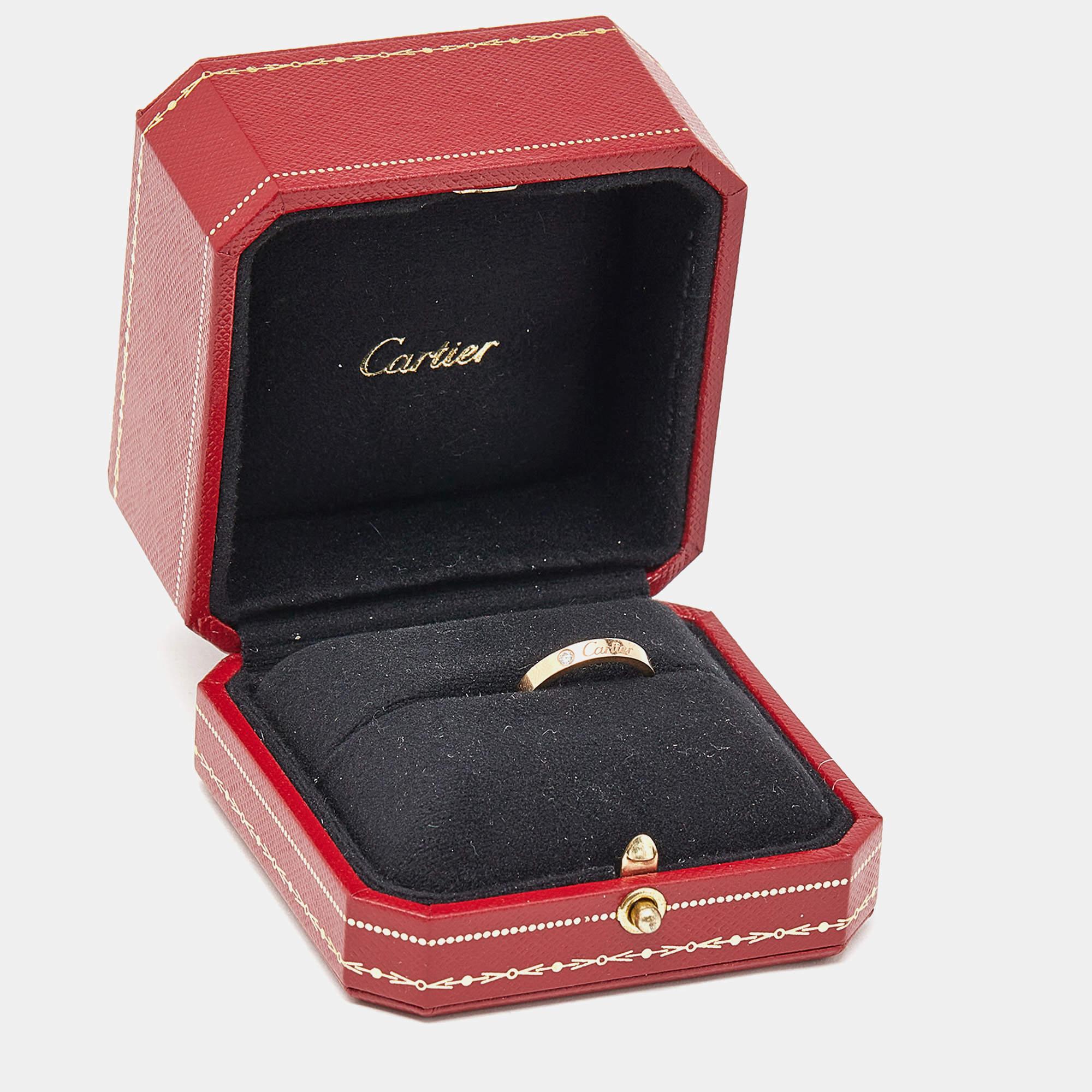 Rose Cut Cartier C De Cartier Diamond 18k Rose Gold Ring Size 50