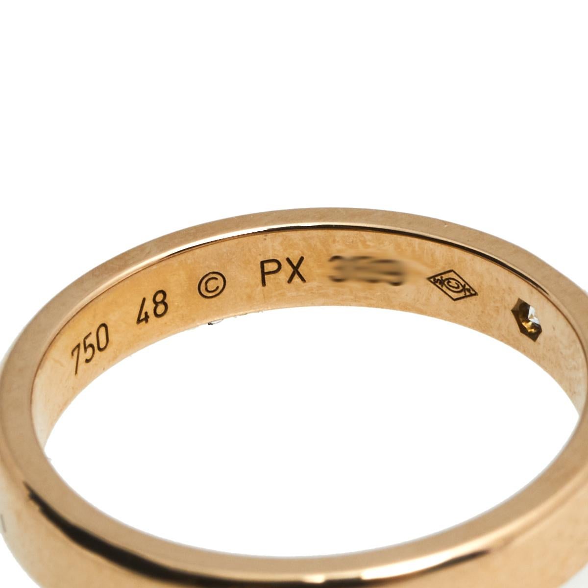 Cartier C de Cartier Diamond 18k Rose Gold Wedding Band Ring Size 48 In Good Condition In Dubai, Al Qouz 2