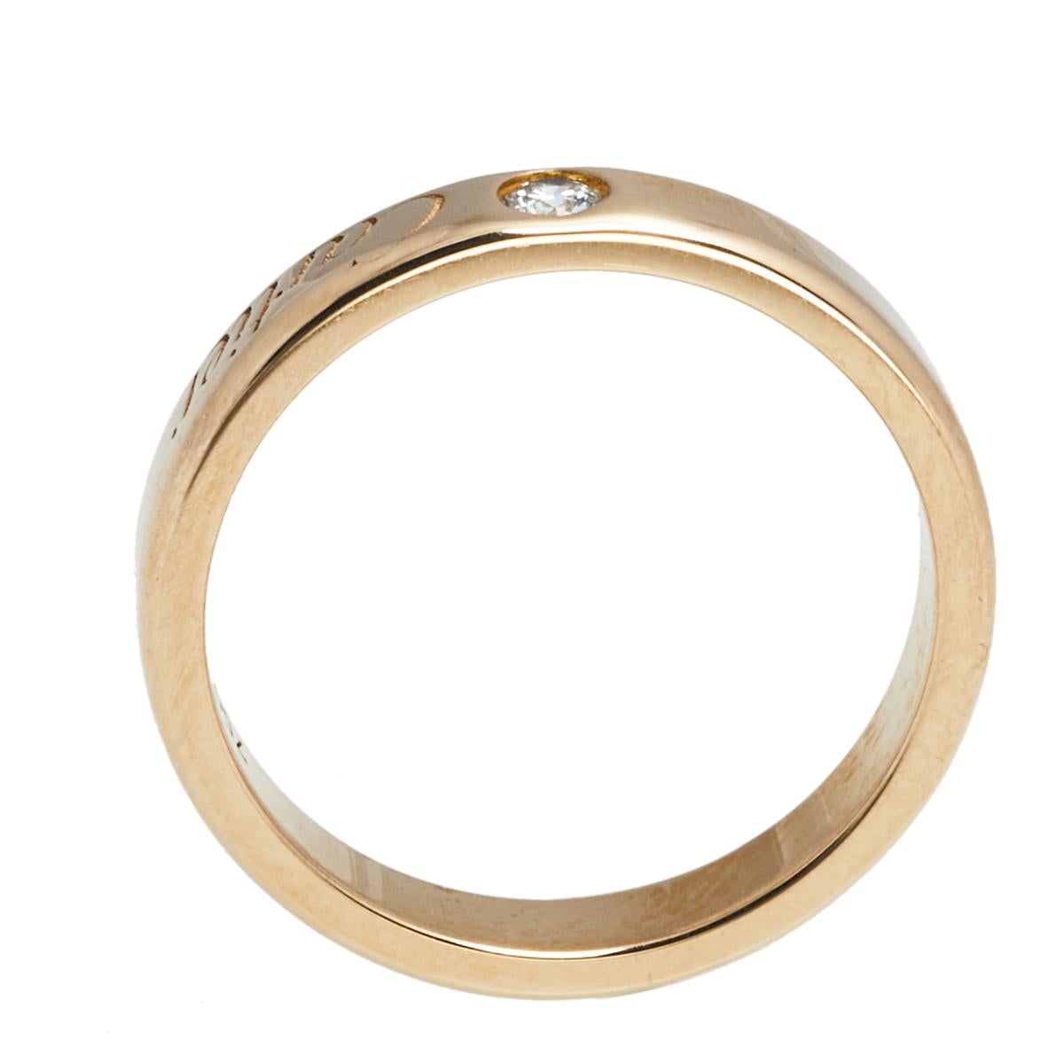Women's Cartier C de Cartier Diamond 18k Rose Gold Wedding Band Ring Size 48