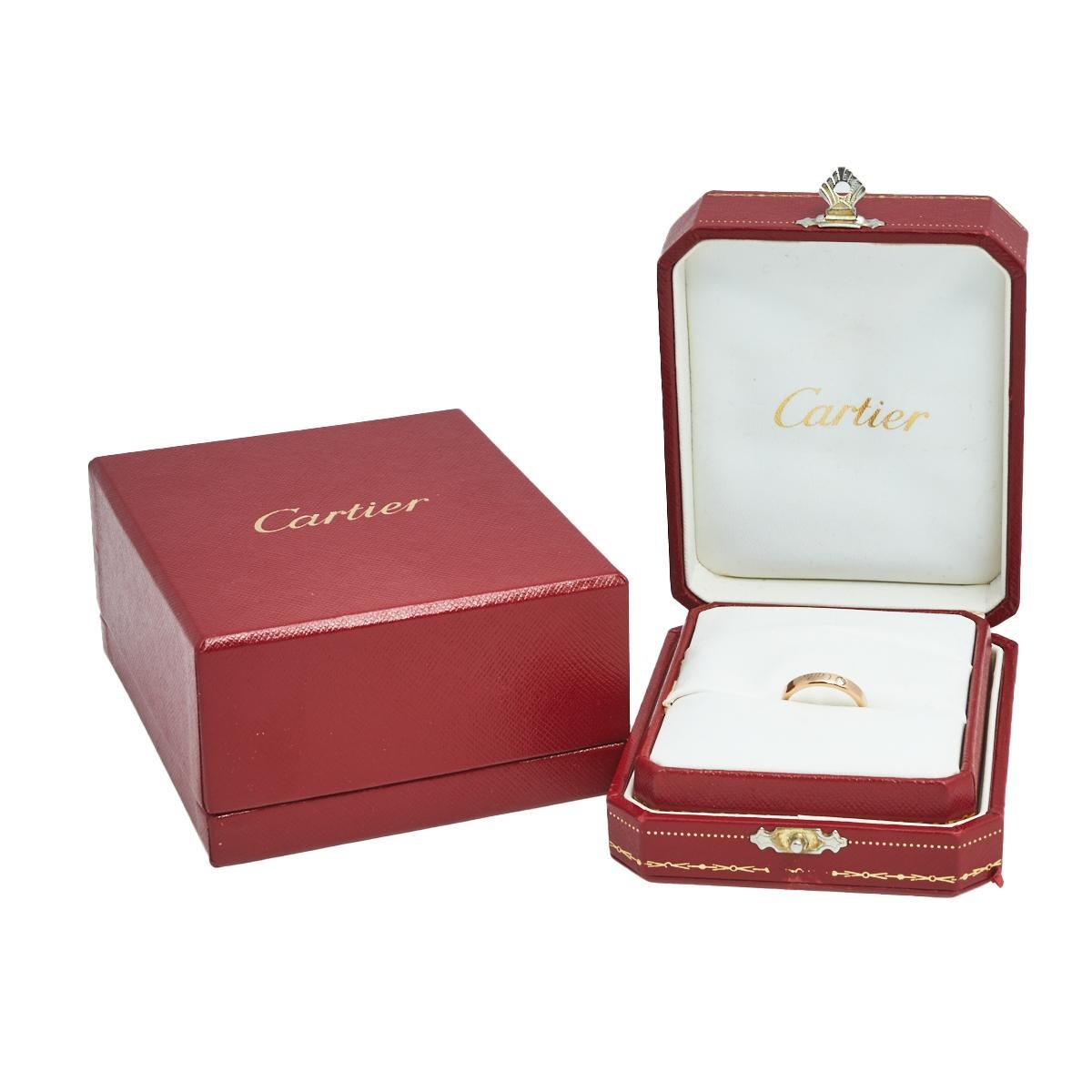 Cartier C de Cartier Diamond 18k Rose Gold Wedding Band Ring Size 48 2