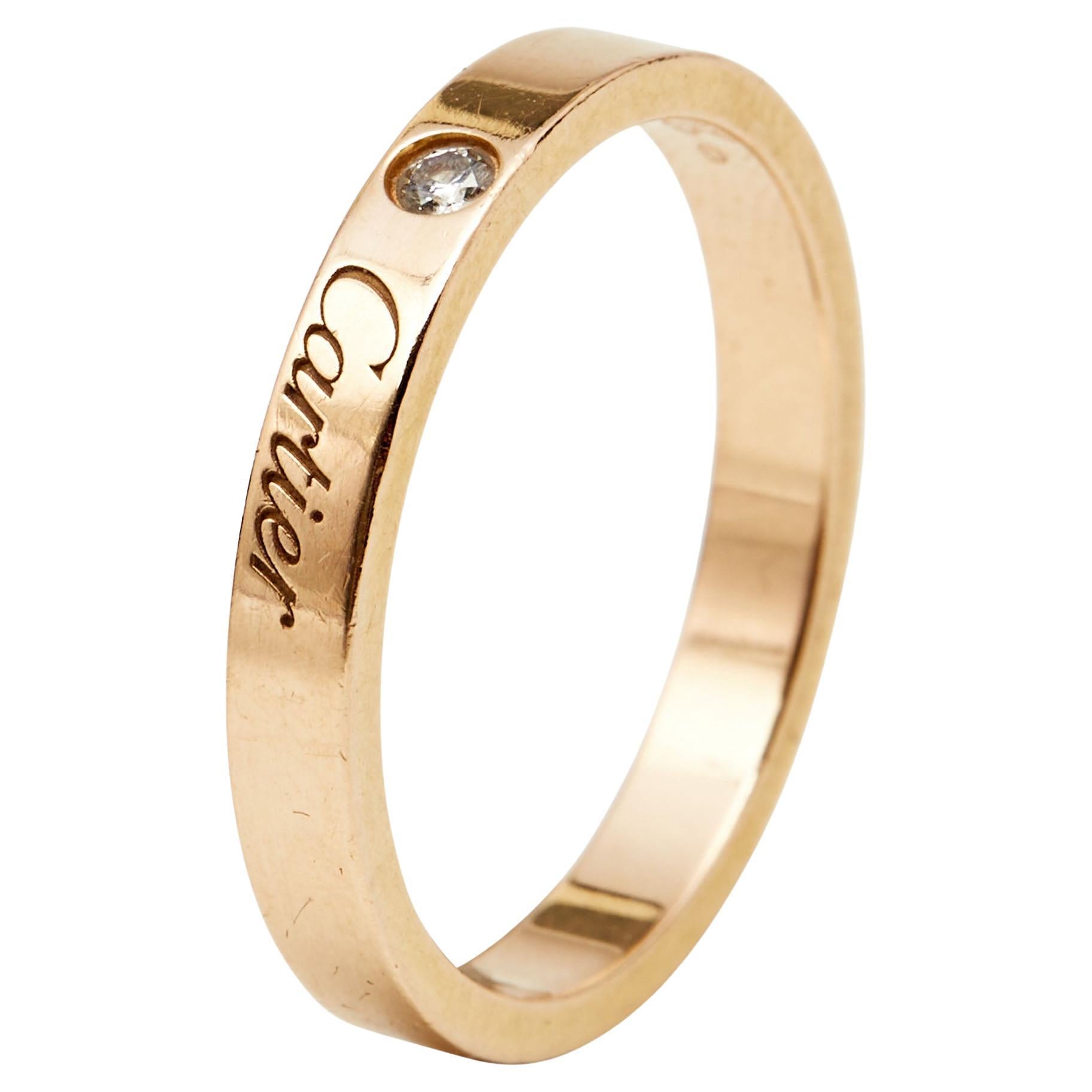 Cartier C de Cartier Diamond 18k Rose Gold Wedding Band Ring Size 59