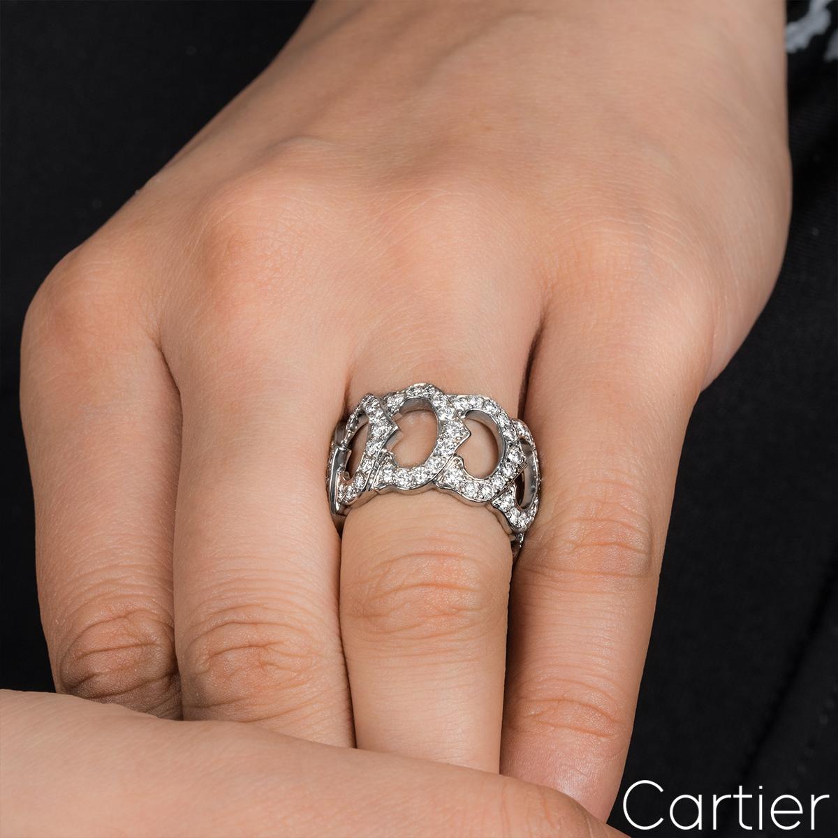 Taille ronde Cartier C de Cartier Bague à anneau en diamants de 2,25 carats en vente