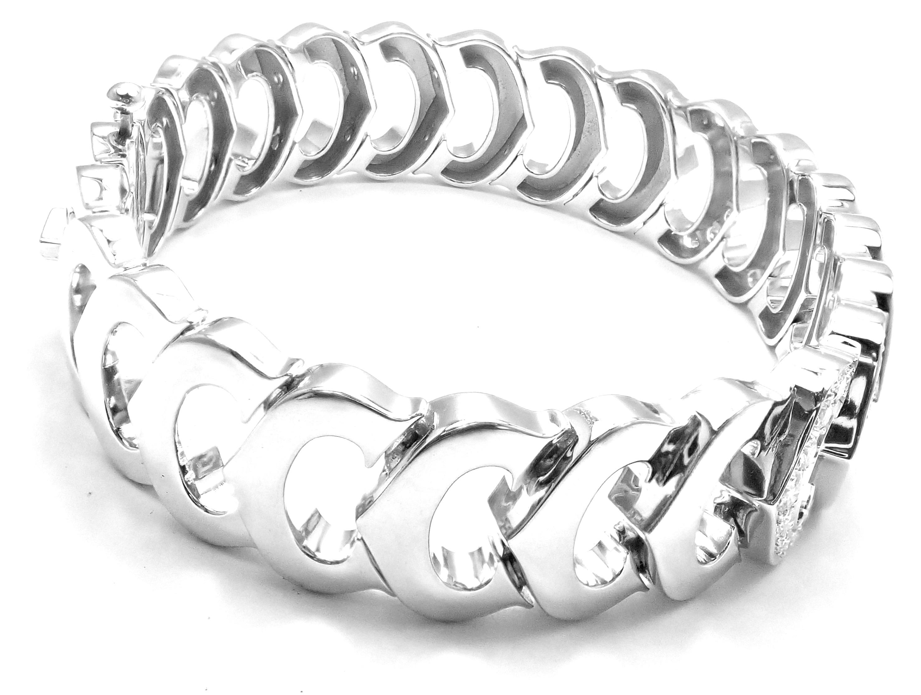 18k White Gold C De Cartier Double C Diamond Link Bracelet by Cartier. 
With 463 round brilliant cut diamonds G color, VS1 clarity total weight approx. 2ct
This bracelet comes with a Cartier box and service paper from Cartier store.
Details: