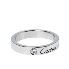 Cartier C De Cartier Diamond Platinum Wedding Band Ring Size 46