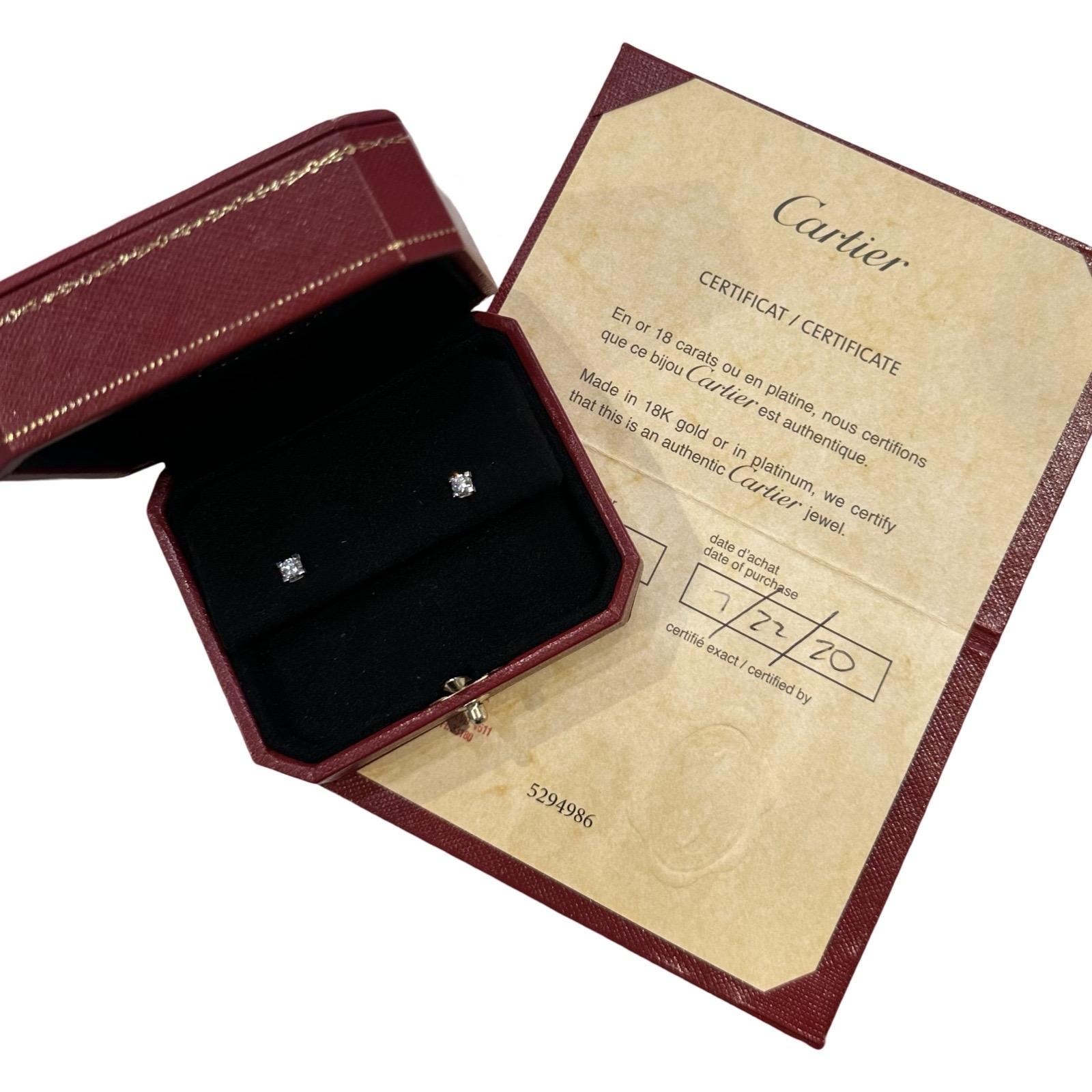 Brand: Cartier
Collection: C de Cartier
Material: White Gold
Stones: 2 Diamonds - 0.2ct each approximately
Includes: Cartier Certificate and original Purchase Receipt, Cartier Box
Year: 2020