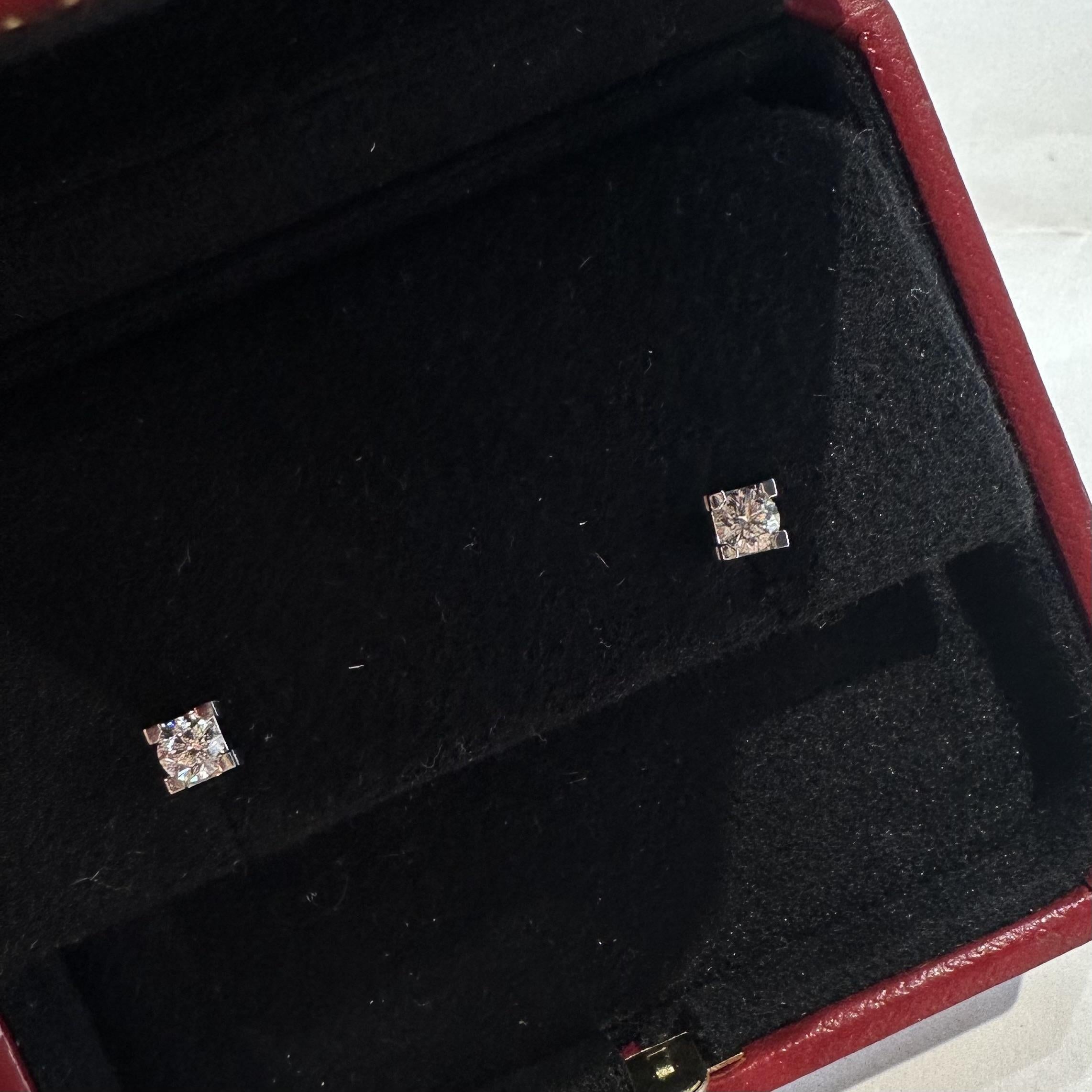Women's or Men's Cartier C de Cartier Diamond Stud Earrings, GIA & Cartier Certificate, Receipt For Sale