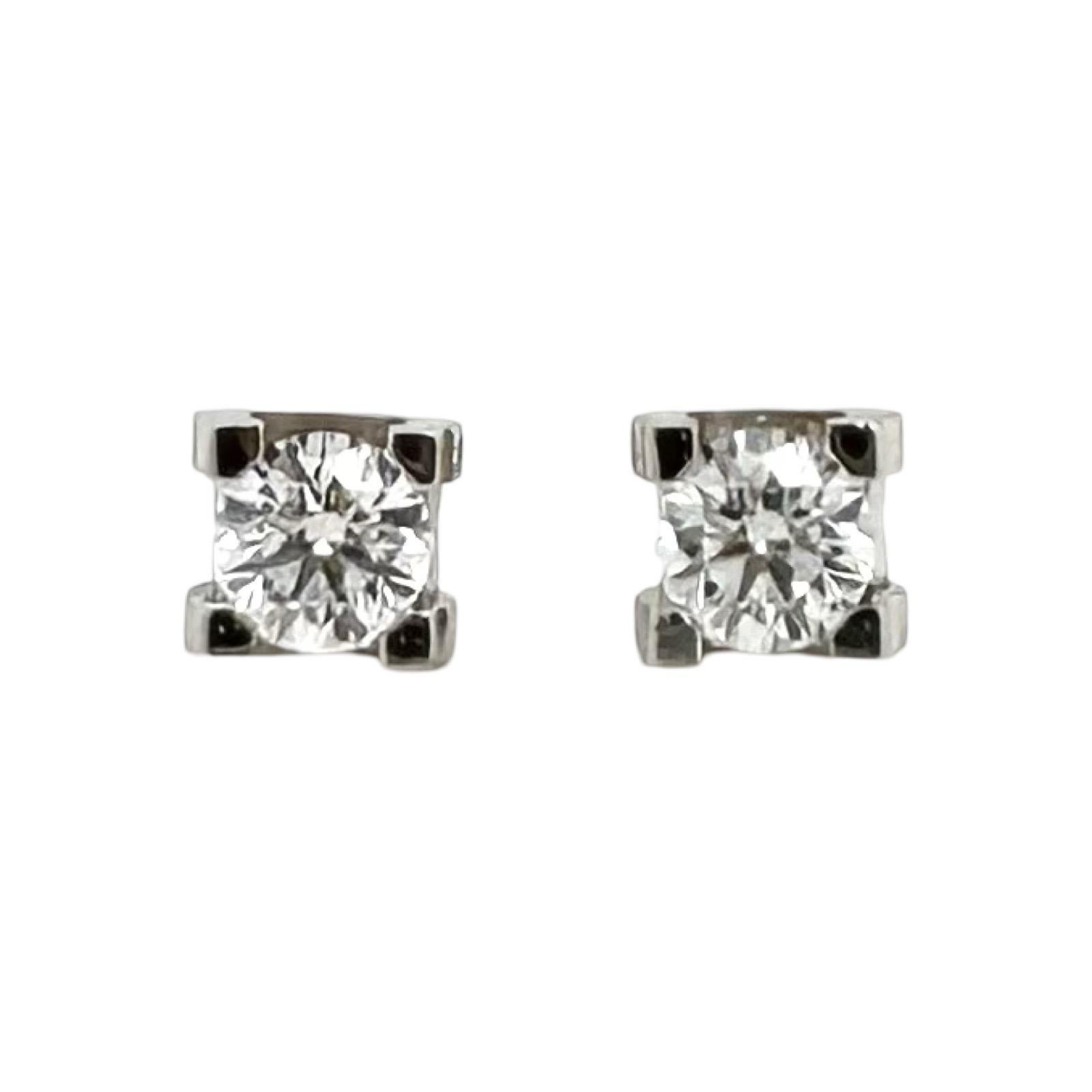 Cartier C de Cartier Diamond Stud Earrings, GIA & Cartier Certificate, Receipt For Sale 1