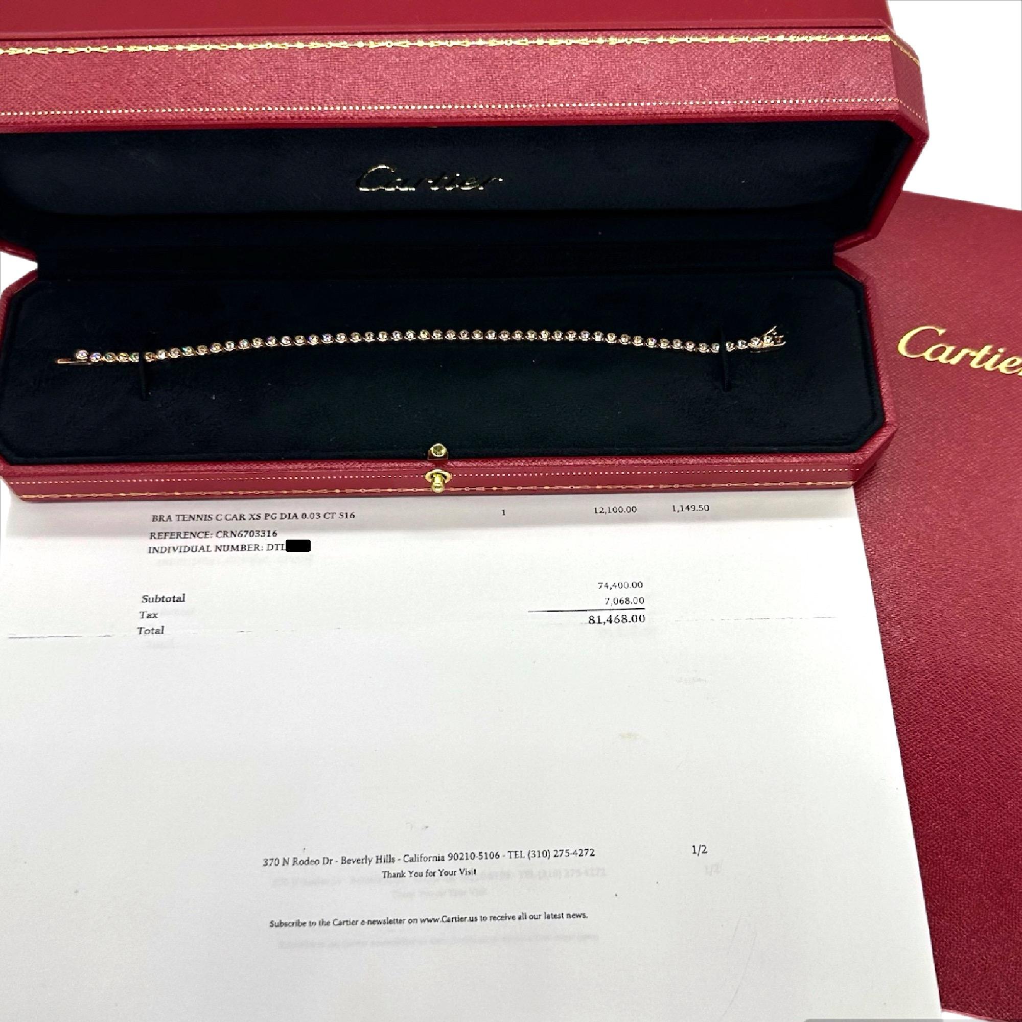 CARTIER C De Cartier Diamant-Tennisarmband aus 18 Karat Roségold 1,56 tcw (Rundschliff)