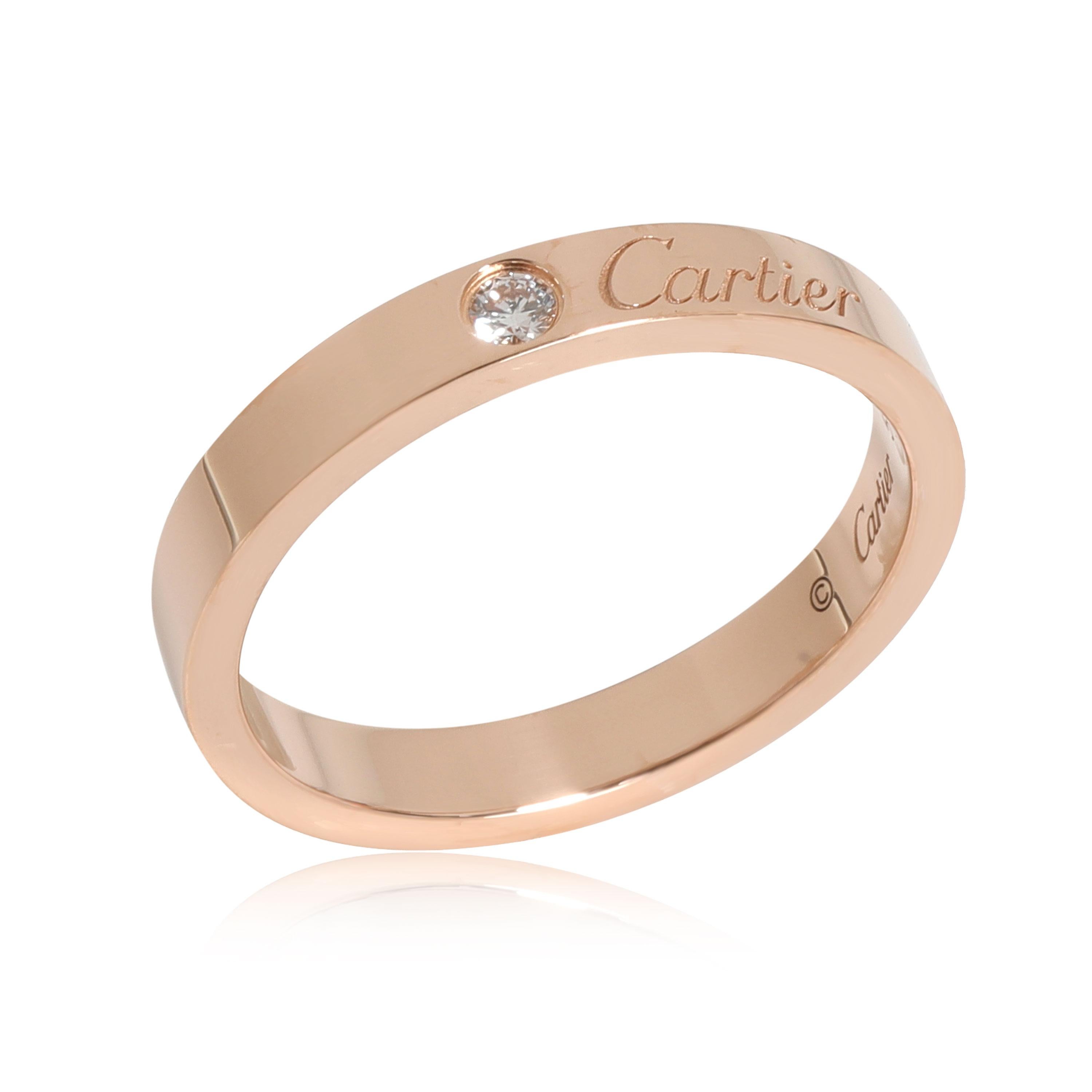 Cartier C De Cartier Diamond Wedding Band in 18k Rose Gold 0.03 CTW In Excellent Condition In New York, NY