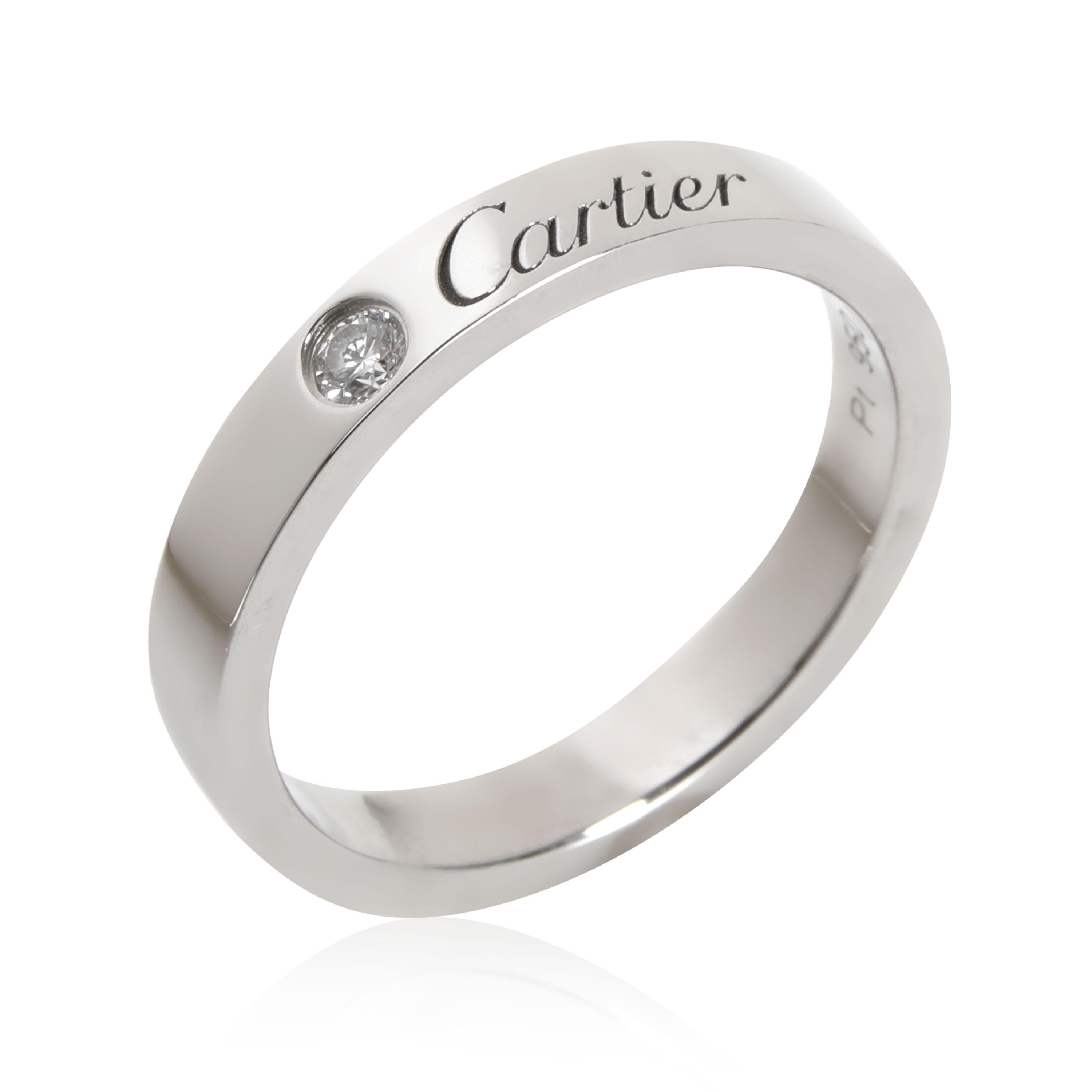 Cartier C de Cartier Diamond Wedding Band in Platinum 0.03 CTW In Excellent Condition In New York, NY