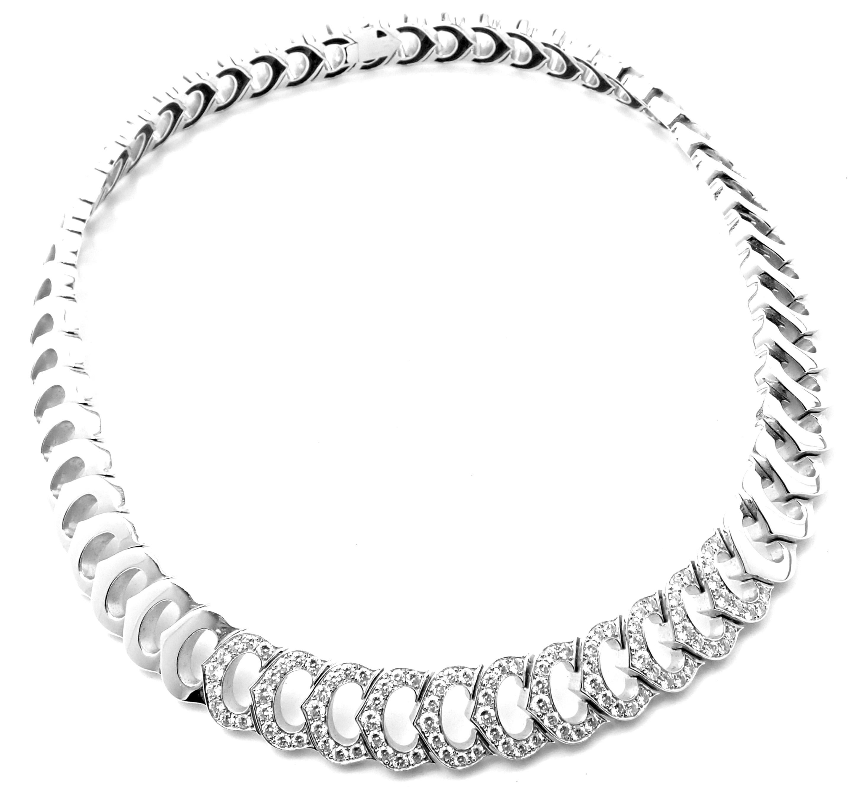 Cartier C De Cartier Diamond White Gold Link Necklace For Sale 2